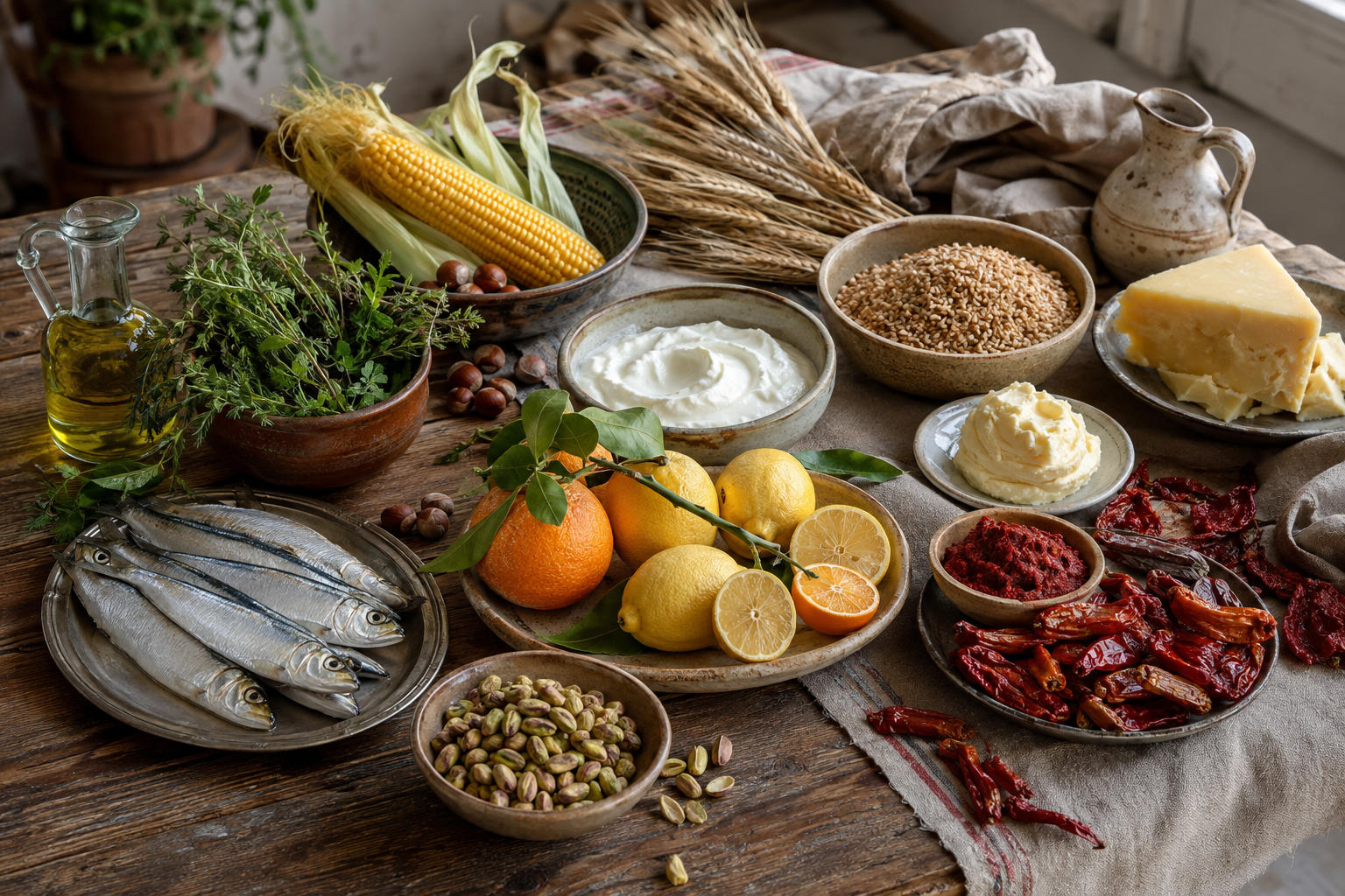 An original still life of ingredients from Türkiye’s seven regions