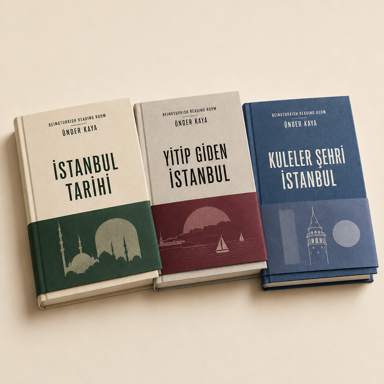 Three Önder Kaya books in the BEINGTURKISH İstanbul reading set