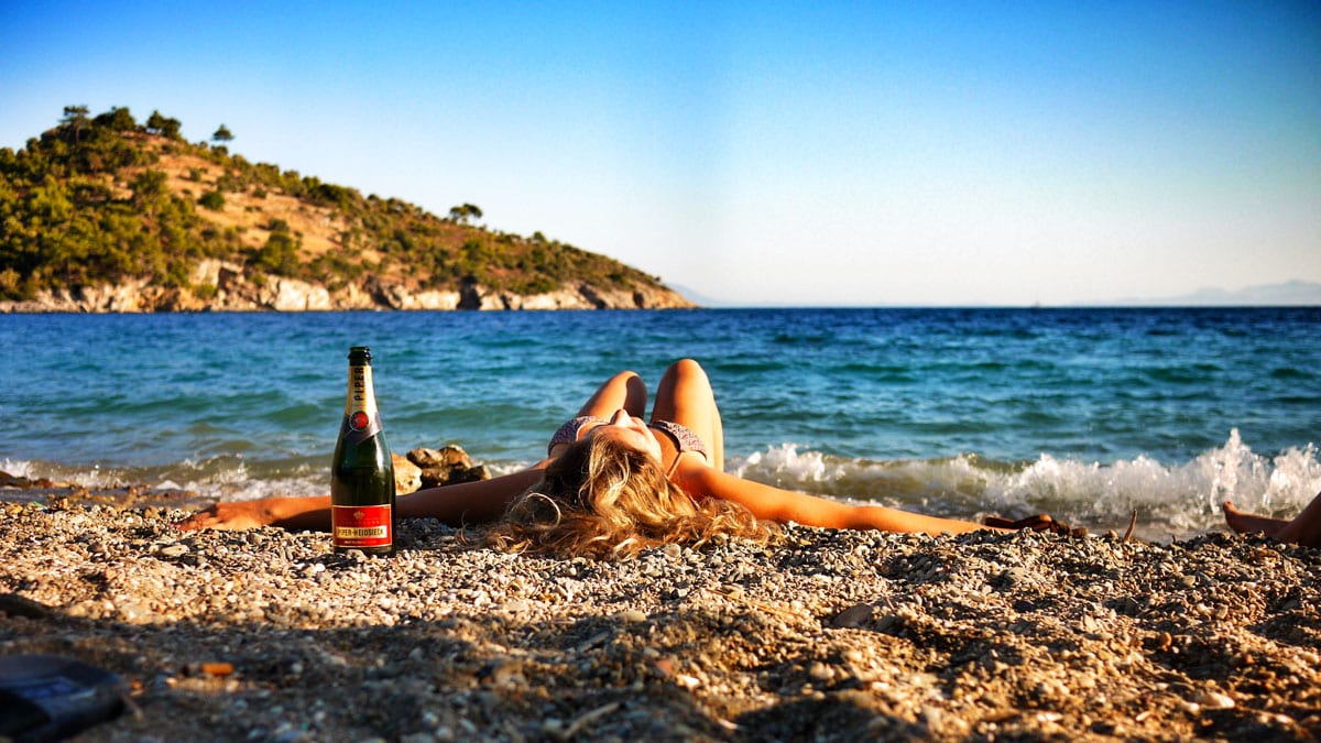 A quiet pebbled cove at Mazı on the southern Bodrum Peninsula