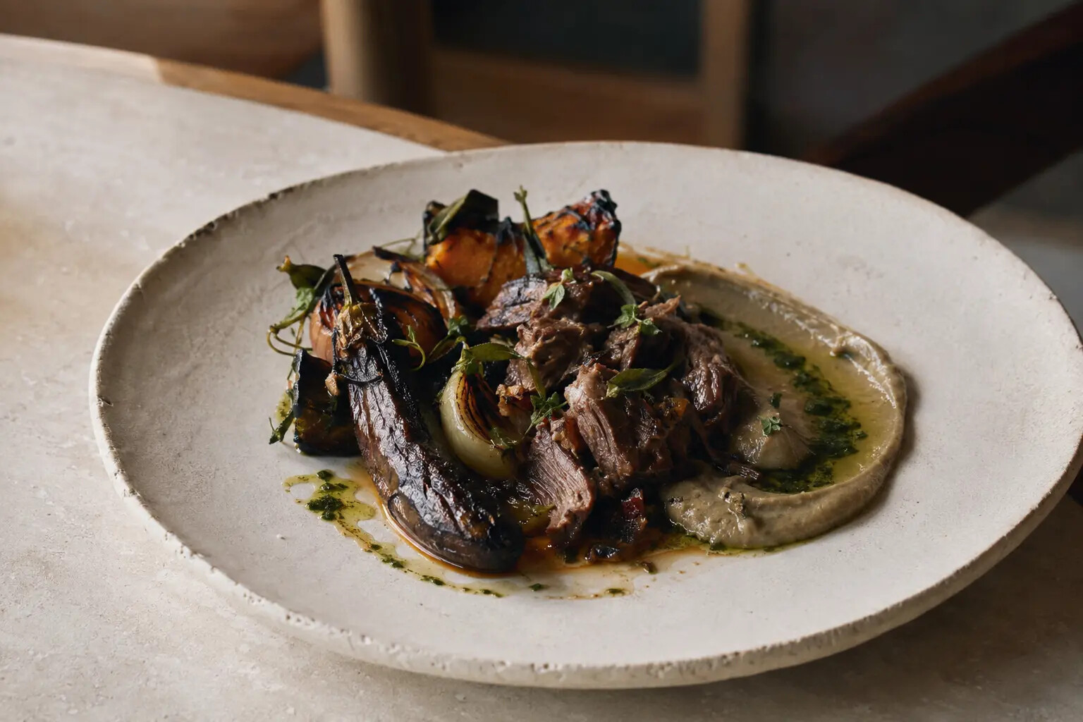 A contemporary Turkish plate on handmade ceramic